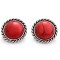 OEM alloy and red coral round ear stud