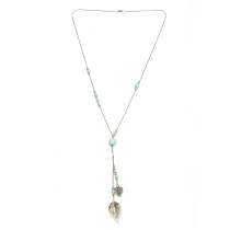 Loweset price of leaf pendant chain Necklace with turquoise beads