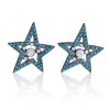 Star Blue zircon rhinestone ear stud in silver plating