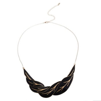 Black epoxy necklace in gold plating