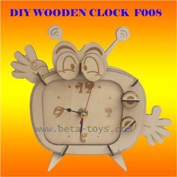 wood funny clock