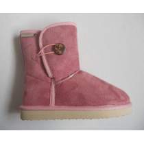 pink suede upper button decoration snow boots for lady