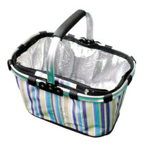 Oxford one handle folding picnic heat preservation and cooler basket