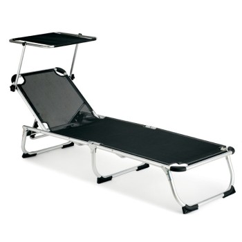 Black foldable sun lounger beach chaise longue