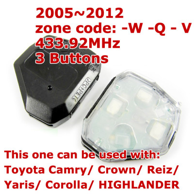 Toyota Remote For 2005-2012 433.92MHZ 3B W-Q-V