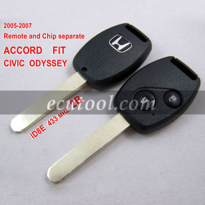 2005-2007 Honda Remote Key 2 Button and Chip Separate ACCORD FIT CIVIC ODYSSEY ID:8E (433 MHZ)