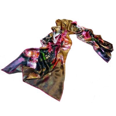 digital print long silk foulard