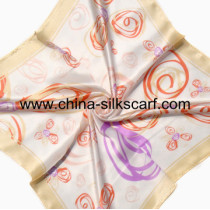 Silk print square foulard scarf
