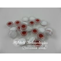 11x1mm White PTFE/Red Silicone Septa With Open Top Snap Cap Assembled