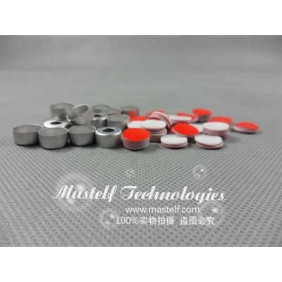 11x1mm Red PTFE/White Silicone Septa With Open Top Siliver Alumnium Crimp Cap For 11m Crimp Vials