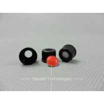 8-425 Red PTFE White Silicone Septa With  Black Open Top Screw Cap For 8mm Neck Screw Vials
