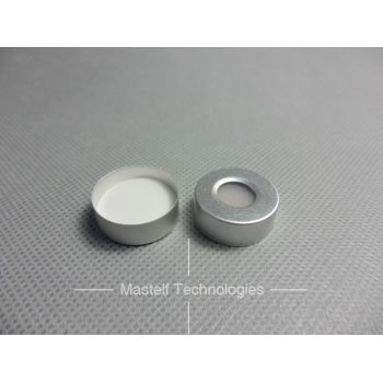 20x3mm White PTFE Natural Silicone Septum With Open Top Alumnium Crimp Cap, For Headspace Vials