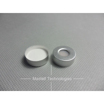 20x3mm White PTFE Natural Silicone Septum With Open Top Alumnium Crimp Cap, For Headspace Vials