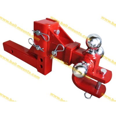 Adjustable Tri-Ball Hitch with U loop  Red powder coated