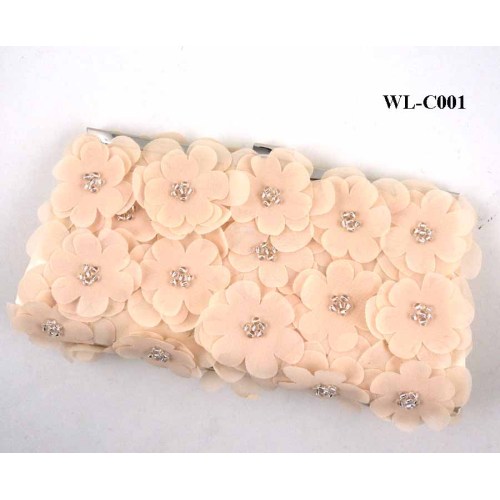 ROMANTIC PINK FLOWER DECORATED EVENING BAG