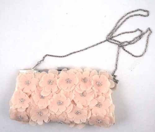 ROMANTIC PINK FLOWER DECORATED EVENING BAG