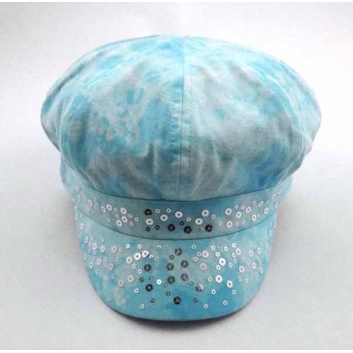 TIE DYED COTTON CAP WITH SEQUINS
