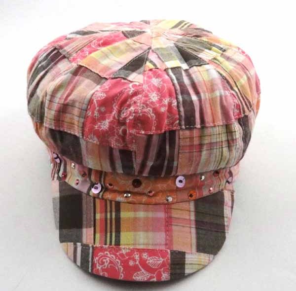 PLAID COTTON CAP WITH SEQUINS