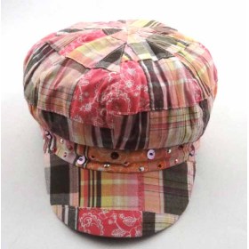 PLAID COTTON CAP WITH SEQUINS