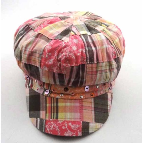 PLAID COTTON CAP WITH SEQUINS