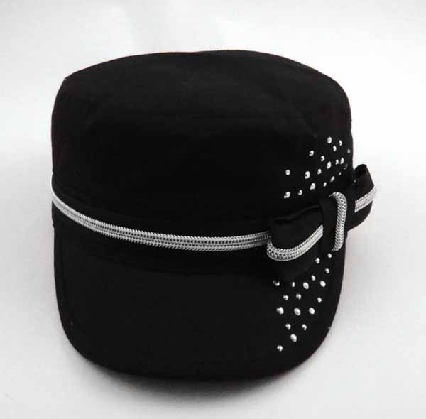 COTTON MILITARY CAP WITH RHINESTONES