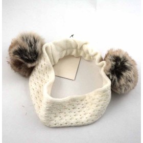 KNITTING HEAD BAND WITH POM-POM