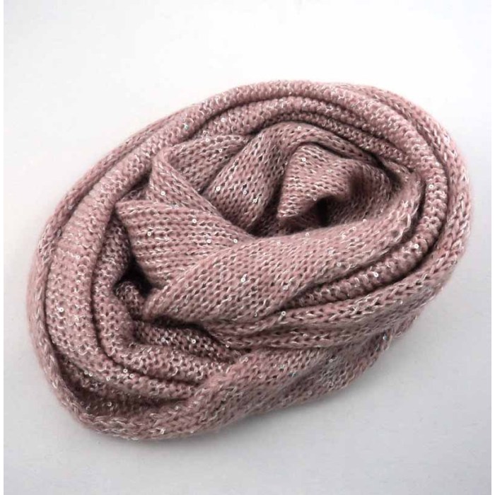 BLING BLING KNITTED ENDLESS ACRYLIC SCARF