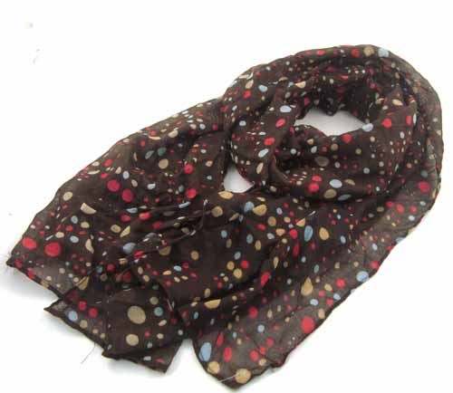 COLORFUL DOTS PRINTED COTTON SCARF