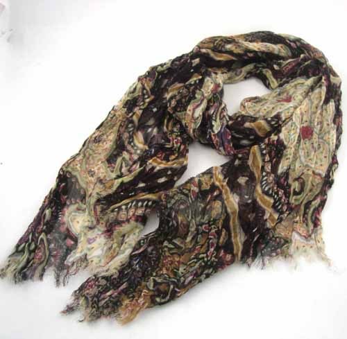 FLORAL PRINTED RAYON SCARF