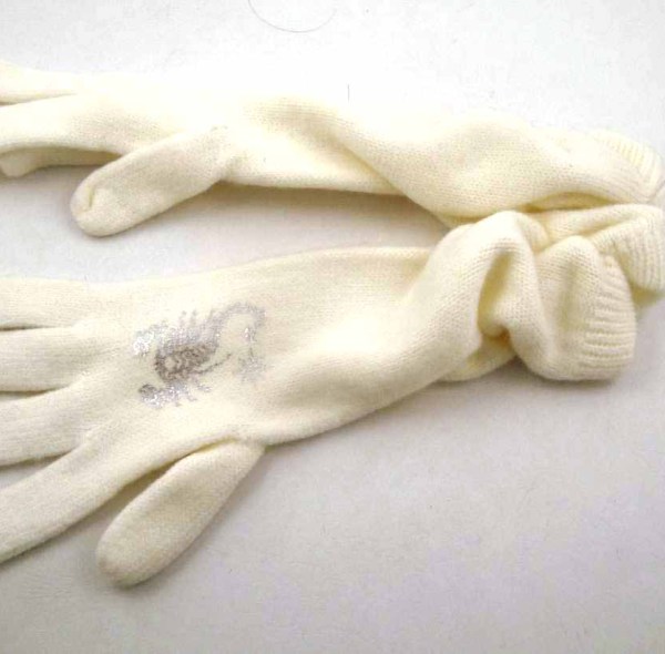 WHITE KNITTING GLOVES FOR WOMAN