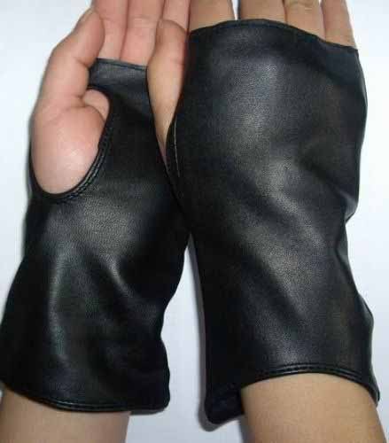 COOL пальцев черные кожаные перчатки