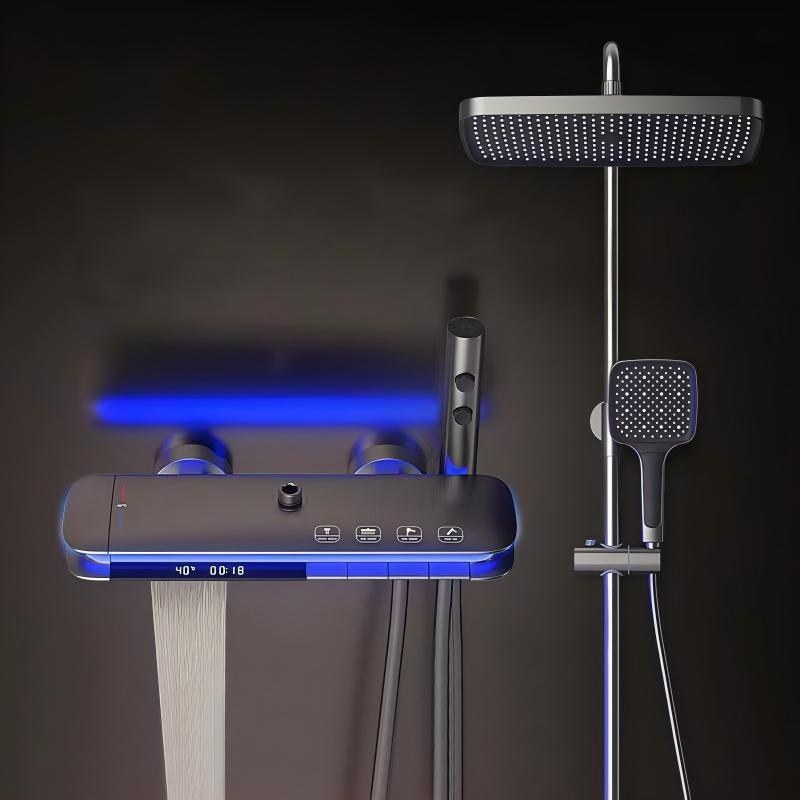 Complete exposed shower system with overhead and handheld shower