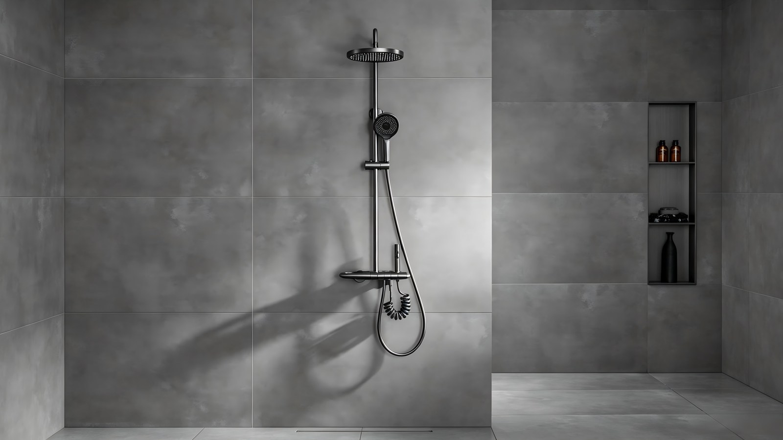 Exposed shower system product and bathroom project view 5