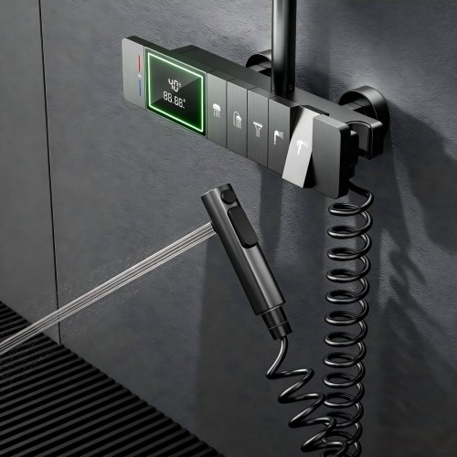 Premium 5-Function Thermostatic Exposed Shower System with LED Display | Wholesale Supplier for Bathroom Projects