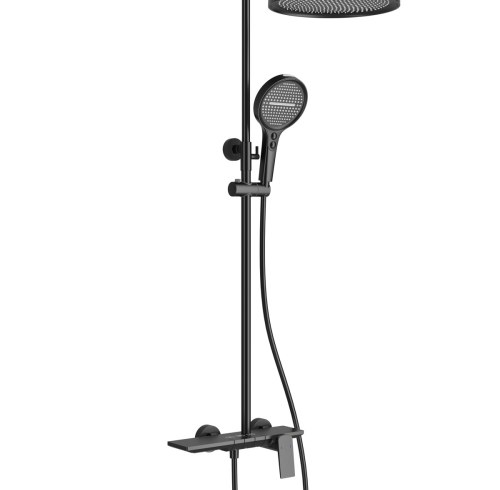 Premium Black 4-Function Exposed Shower System with Piano Keys | Wholesale Supplier for Bathroom Projects