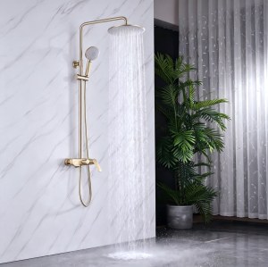 Premium Brushed Gold 3-Function Exposed Brass Shower System | Wholesale Supplier for Bathroom Projects