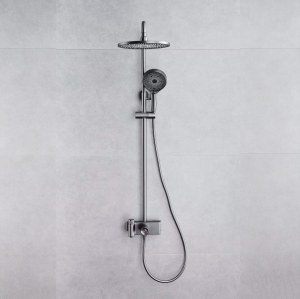 Compact Gunmetal 3-Function Exposed Brass Shower System | Wholesale Manufacturer for Apartment Projects