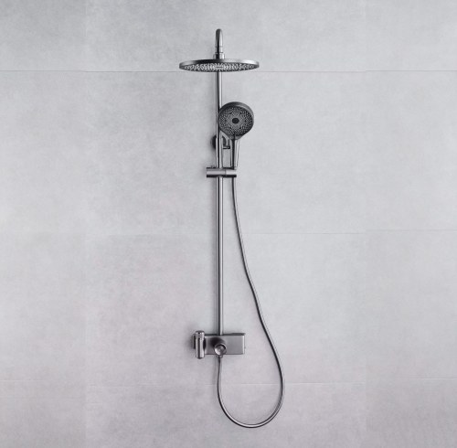Compact Gunmetal 3-Function Exposed Brass Shower System | Wholesale Manufacturer for Apartment Projects