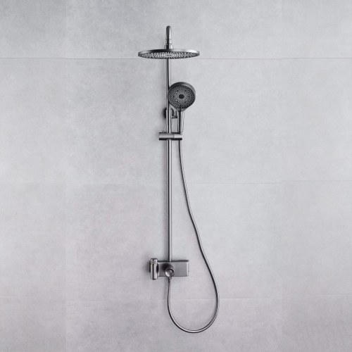 Compact Gunmetal 3-Function Exposed Brass Shower System | Wholesale Manufacturer for Apartment Projects