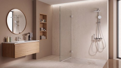 Chrome 4-Function Thermostatic Exposed Shower System with Digital Display | Wholesale Supplier for Bathroom Projects