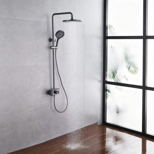 Compact Gunmetal 3-Function Exposed Brass Shower System | Wholesale Manufacturer for Apartment Projects