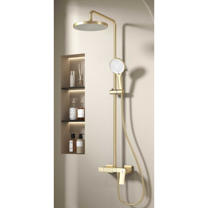 Premium Brushed Gold 3-Function Exposed Shower System with Piano Keys | Wholesale Supplier for Bathroom Projects