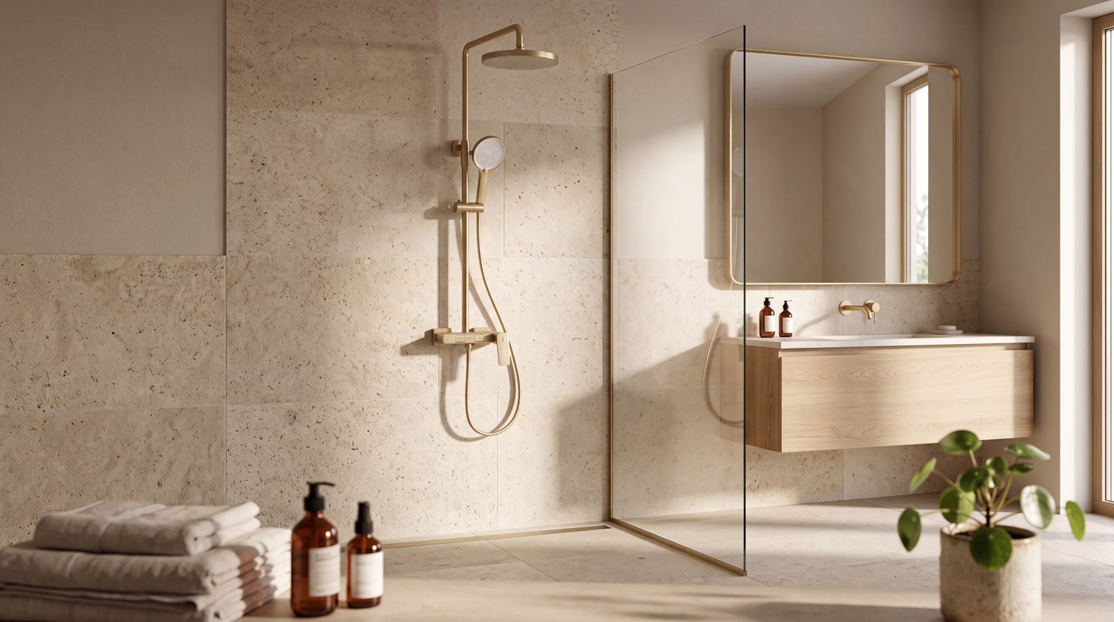 Exposed shower system construction and functional design