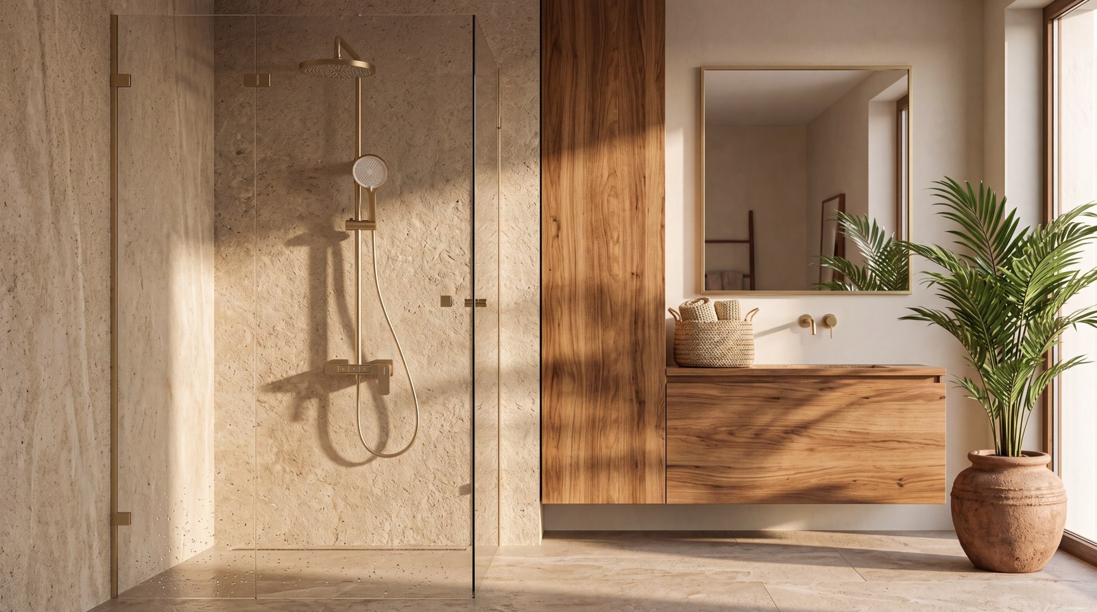 Exposed shower system product and bathroom project view 2