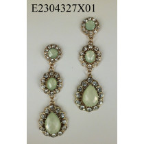 Drop earrings with facet cabs and cry stones