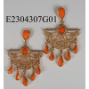 Fanshaped filigree chanderlier earrings-opaque oranger