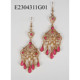 Filigree chanderlier earrings-opaque fuchsia