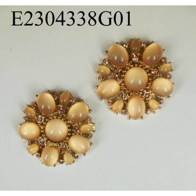 Large flower studs with moon cabs