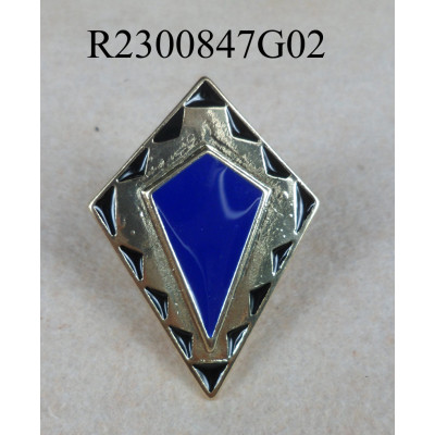 Geometry ring-Silver ox & navy blue epoxy