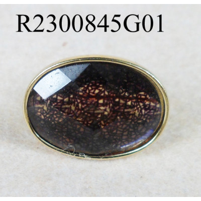 Lace print cab ring-gold